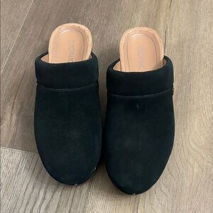 Vionic Black Suede Mules